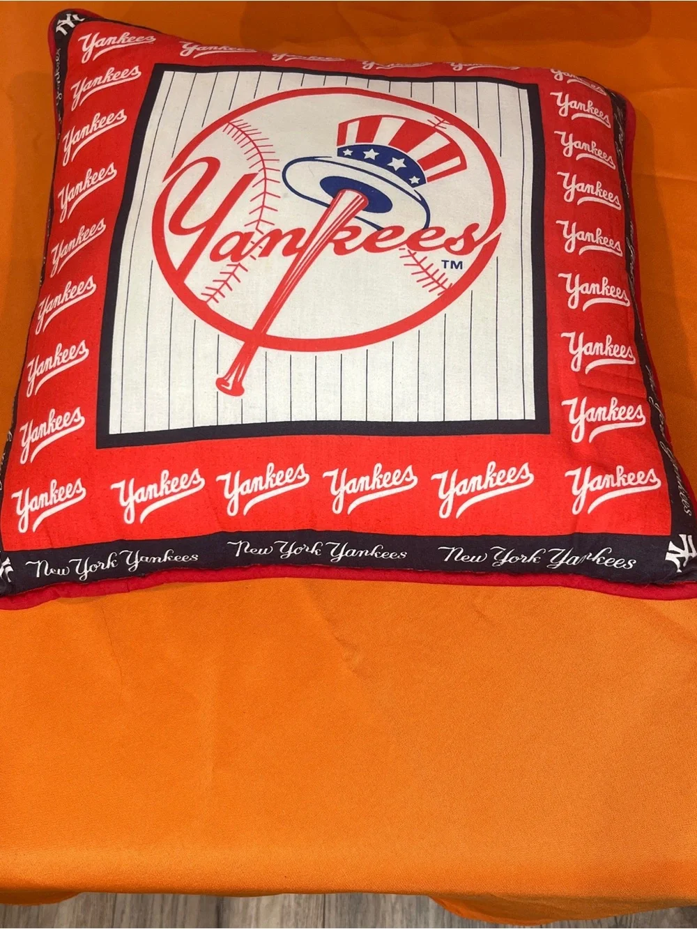 Homemade New York Yankees Navy Set  wThrow Pillows with Red Trim